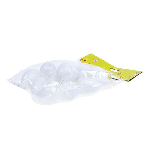 Floristik24 Plastägg att hänga 6cm vitt 12st