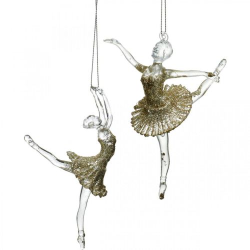 Floristik24 Dekorativ galgardansare, julgransdekoration, ballerina för upphängning H14/13cm 2st