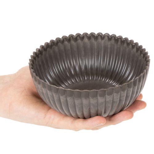 Ribbad skål, antracit, dekorativ skål, rund, 15 cm, 2 stycken | Floristik24.se