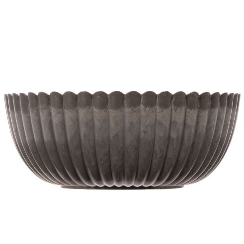 Ribbad skål, antracit, dekorativ skål, rund, 15 cm, 2 stycken | Floristik24.se