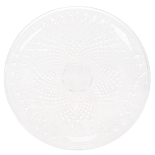 Dekorativ genomskinlig rund skål med fot, 32 cm