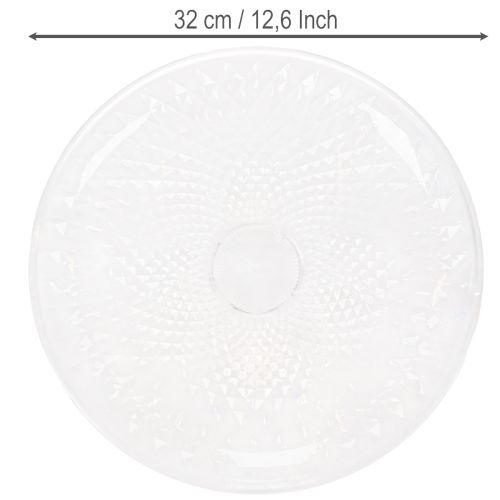 Dekorativ genomskinlig rund skål med fot, 32 cm | Floristik24.se
