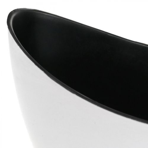 Artikel Dekorationsskål, oval, vit, svart, planteringsbåt av plast, 24cm