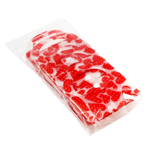 Floristik24 Plastpåse hjärtmönster 9 cm x 9,5 cm x 3,5 cm 10 st
