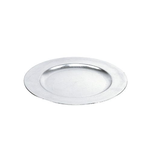 Floristik24 Plastplatta 25 cm silver med silverbladeffekt