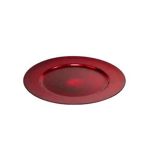 Floristik24 Plastplatta Ø25cm röd med glasyreffekt