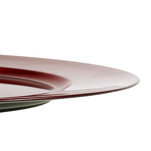 Floristik24 Plastplatta Ø25cm röd med glasyreffekt