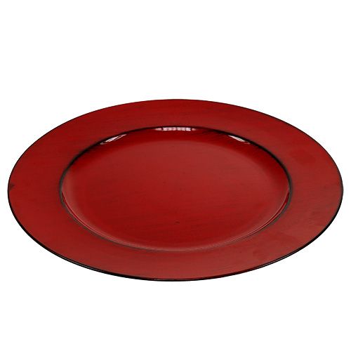 Plastplatta Ø33cm röd-svart