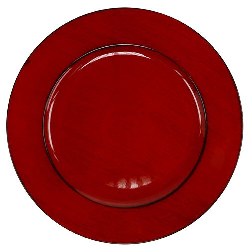 Plastplatta Ø33cm röd-svart