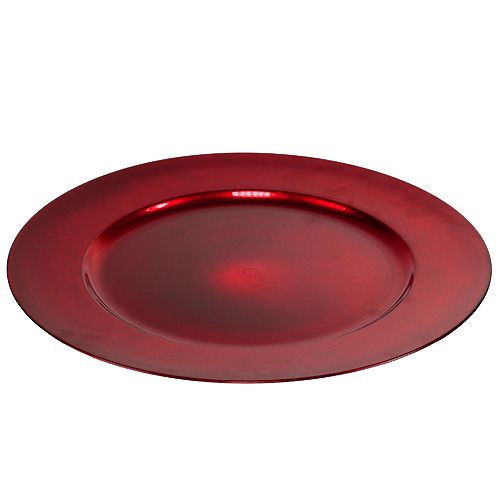Floristik24 Plastplatta Ø33cm röd med glaserad effekt
