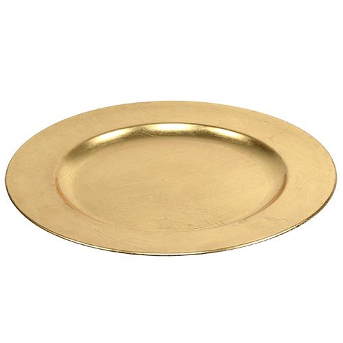Floristik24 Plastplatta Ø33cm guld med bladguld effekt