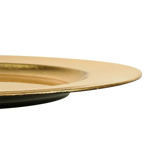 Plastplatta Ø33cm guld med bladguld effekt | Floristik24.se