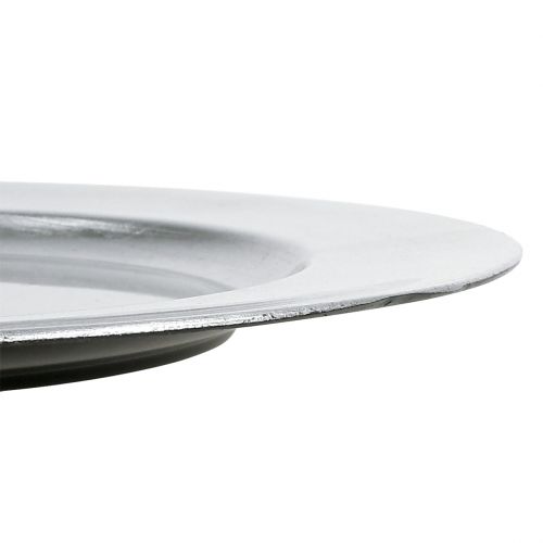 Artikel Plastplatta silver Ø33cm med glasyreffekt
