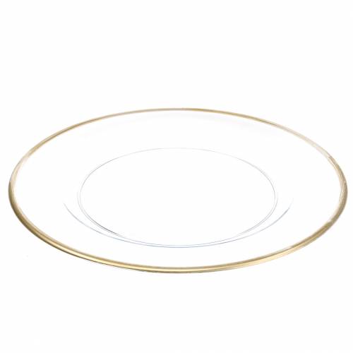 Floristik24 Dekorativ tallrik med guldkant klarplast Ø33cm