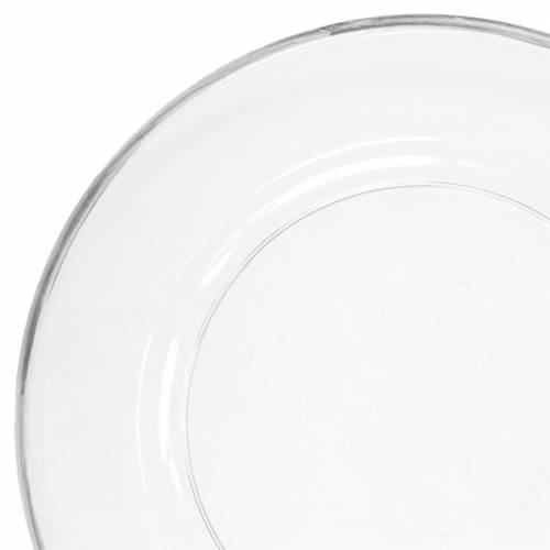 Floristik24 Dekorativ tallrik med silverkant klarplast Ø33cm