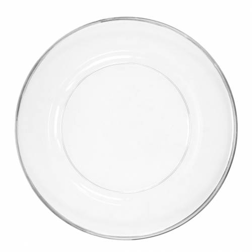 Floristik24 Dekorativ tallrik med silverkant klarplast Ø33cm