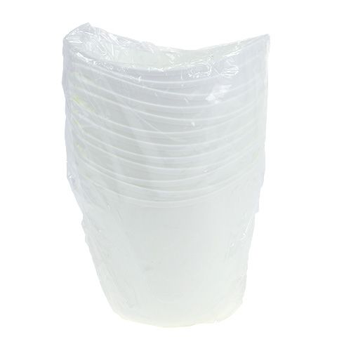 Floristik24 Plastkrukor med handtag 12st. 14cmx12cm vit