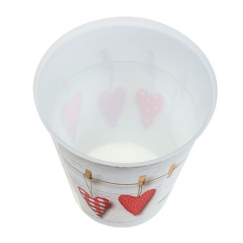 Floristik24 Plastkrämkräm med hjärtan Ø12cm H13.5cm 1p