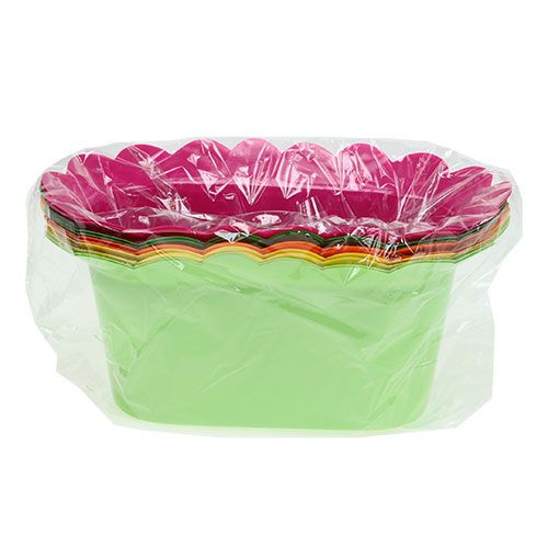 Floristik24 Plastkruka oval färgad sortiment. 22x12cm 10st