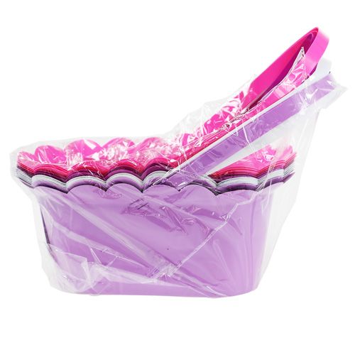 Floristik24 Plastkanna oval med handtag mångfärgad 21,5cm x 11cm 10st