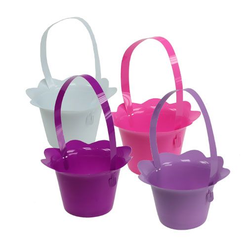 Floristik24 Plastkruka med handtag färgad Ø15cm H9,5cm 10st
