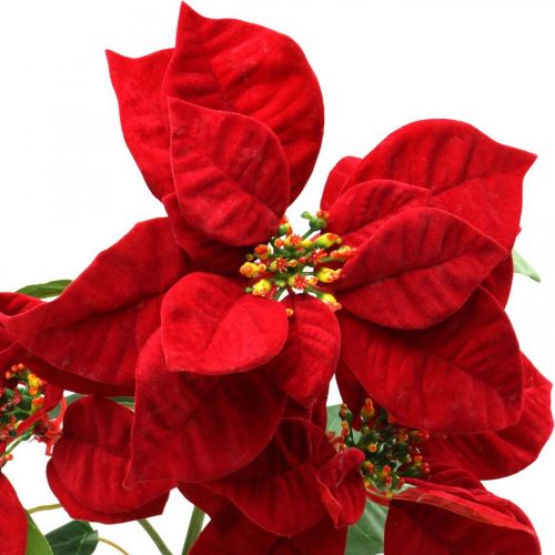 Konstgjord julstjärna röd stamblomma 3 blommor 85cm