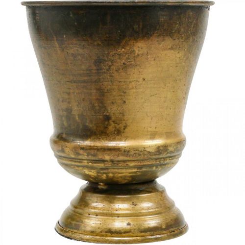 Floristik24 Vintage plantering metall kopp vas mässing Ø14cm H17cm