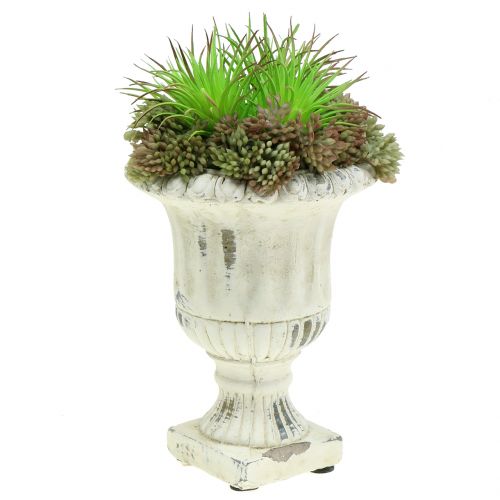 Floristik24 Cup Antique Stone Casting Cream Ø9cm H12cm 2st