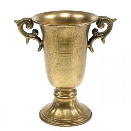 Floristik24 Dekorativ kopp med handtag gyllene Ø11cm H17,8cm antik look