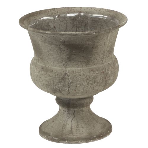 Kopp vas metall dekorativ skål grå antik Ø13,5cm H15cm