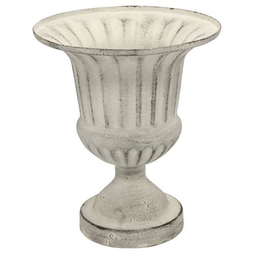 Kopp Vas Metall Deco Shabby Chic Vit Grå H24cm Ø20cm