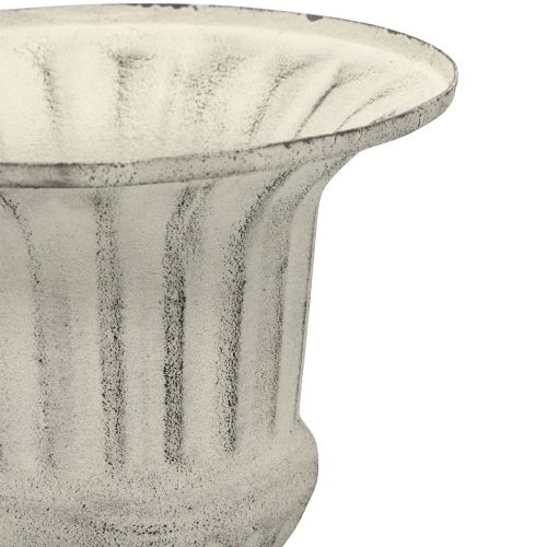 Floristik24 Kopp Vas Metall Deco Shabby Chic Vit Grå H24cm Ø20cm