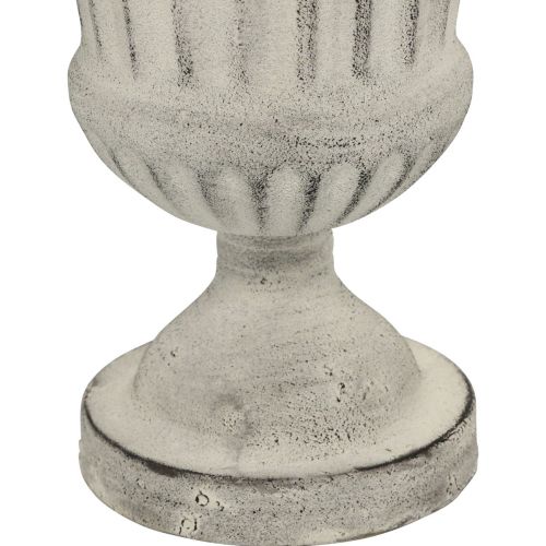 Floristik24 Kopp Vas Metall Deco Shabby Chic Vit Grå H24cm Ø20cm