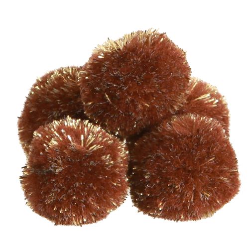 Artikel Pompoms med glitterbrun 2,5cm pumps 2 påsar – 24st