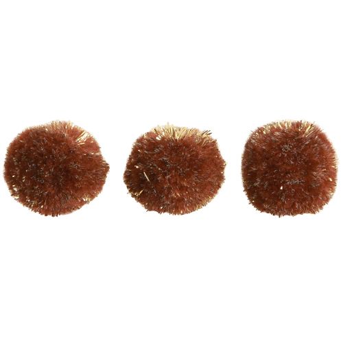 Artikel Pompoms med glitterbrun 2,5cm pumps 2 påsar – 24st