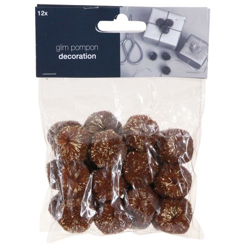 Artikel Pompoms med glitterbrun 2,5cm pumps 2 påsar – 24st
