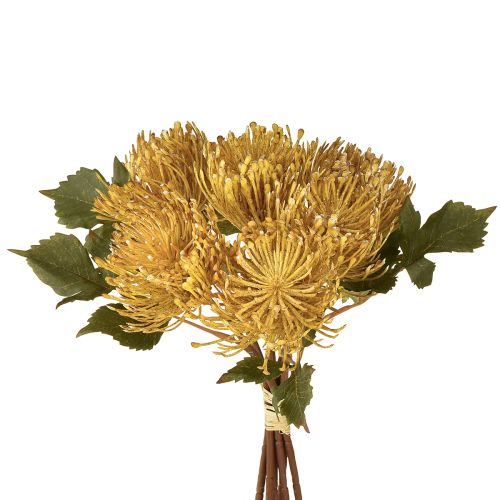 Protea konstgjord Leucospermum nåldyna gul 30cm 6 st