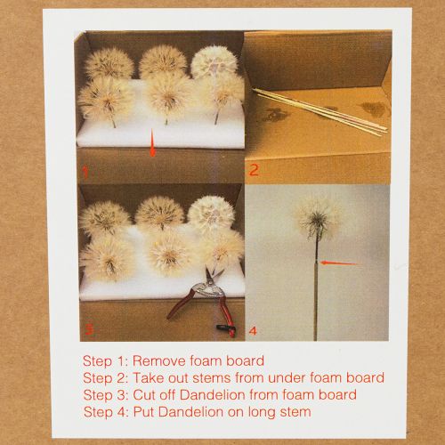 Artikel Konstgjord maskrosdekorationsblomma för modern inredning, heminredningsaccessoar, 50 cm, 4 stycken