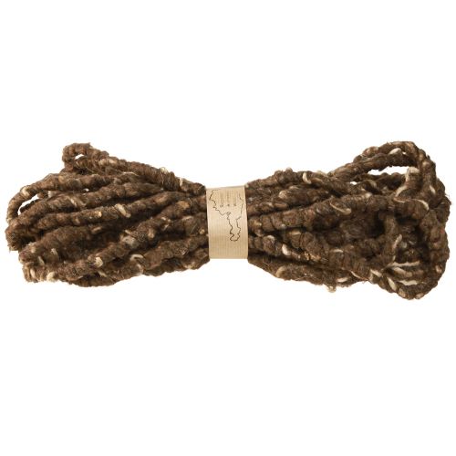 Artikel RAW sladd ullsnöre med jute fårull brun 8mm 10m