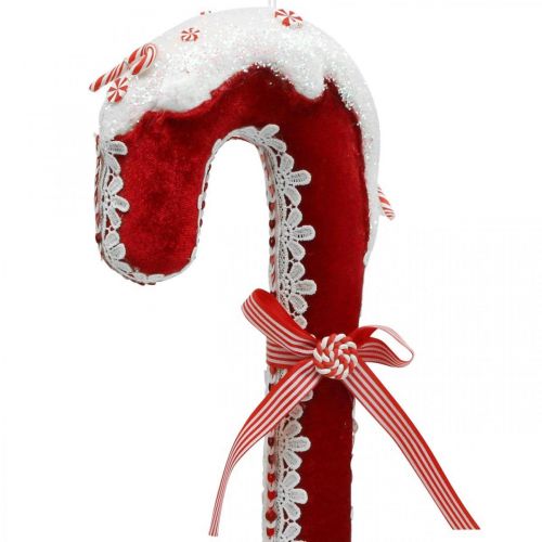 Artikel Candy cane dekoration stor jul röd vit med spets H36cm