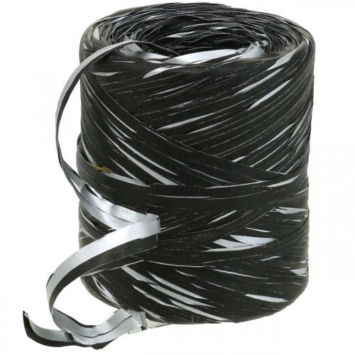 Floristik24 Raffia band svart silver presentband dekorativt band 200m