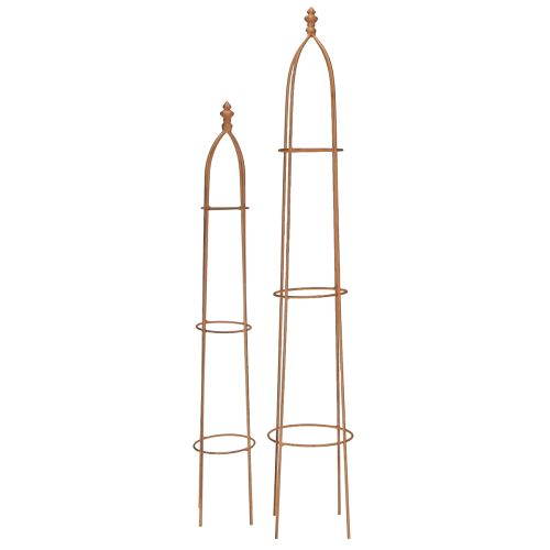 Floristik24 Spaljé Metal Rust Look Obelisk 69/86cm Set om 2
