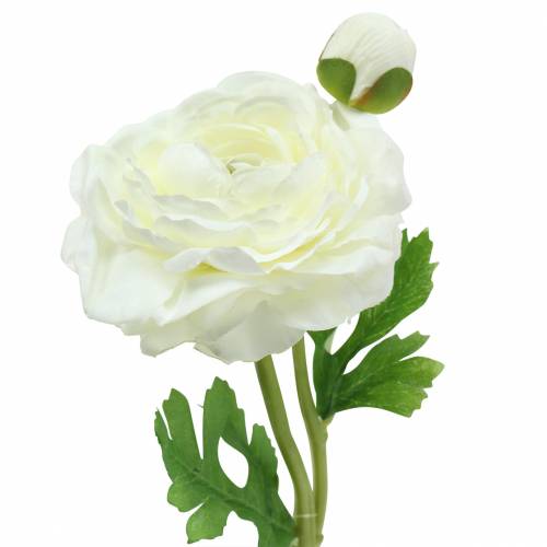 Artikel Konstgjord blomma ranunculus med blomma och knopp Vit H34cm