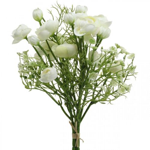 Ranunculus Bukett Konstgjorda Blommor Siden Blommor Vita L37cm
