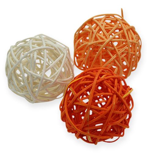 Floristik24 Rottingbollar 4,5cm orange aprikos 30 st