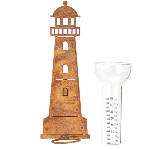 Artikel Regnmätare Lighthouse Rust Look – Dekorativ regnmätare för trädgården och staketet 41cm rost