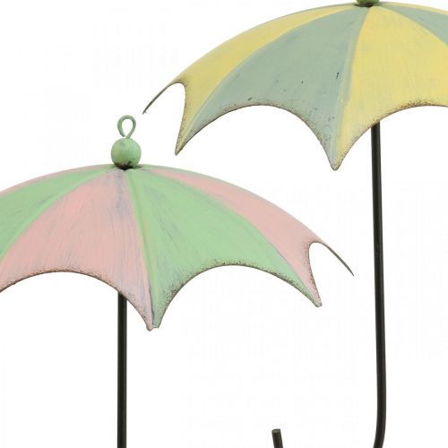 Artikel Metallparaplyer, vår, hängande paraplyer, höstdekoration rosa/grön, blå/gul H29,5cm Ø24,5cm set om 2