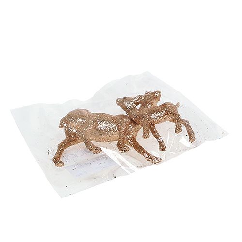Floristik24 Hjort med fawn 10cm ljusguld med glimmer