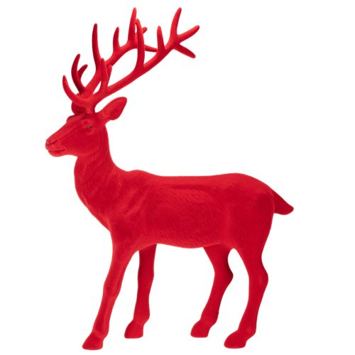 Dekorativ figurin av en stående hjort, stor, flockad juldekoration, 85 cm | Floristik24.se