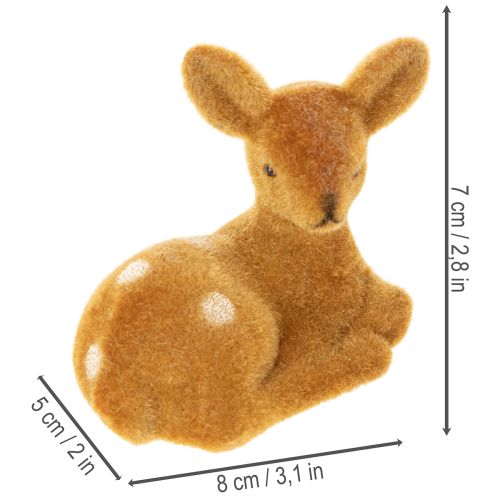 Dekorativ liggande rådjursfigur för bordsdekoration, 8 cm, 6 stycken | Floristik24.se